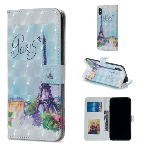 iPhone X Tower Pattern Horizontal Flip Leather Case with Holder & Card Slots & Photo Frame & Wallet