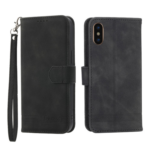 iPhone X/XS Dierfeng Dream Line TPU + PU Leather Phone Case - Black