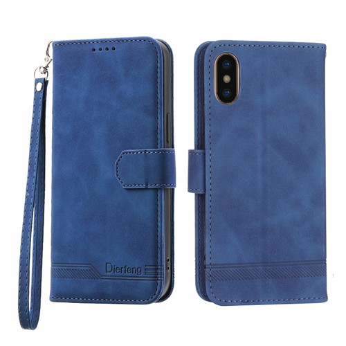 iPhone X/XS Dierfeng Dream Line TPU + PU Leather Phone Case - Blue