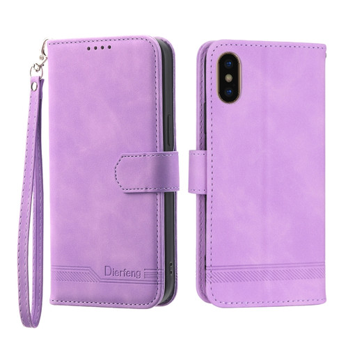 iPhone X/XS Dierfeng Dream Line TPU + PU Leather Phone Case - Purple