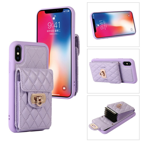 iPhone XS / X Card Slot Leather Phone Case - Purple