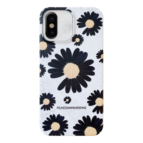 iPhone XS / X Frosted Daisy Film Phone Case - Black Flower