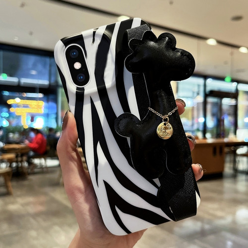 iPhone XS / X Frosted Wrist Band TPU Phone Case - Zebra Texture
