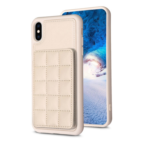 iPhone XS / X Grid Card Slot Holder Phone Case - Beige