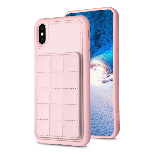 iPhone XS / X Grid Card Slot Holder Phone Case - Pink