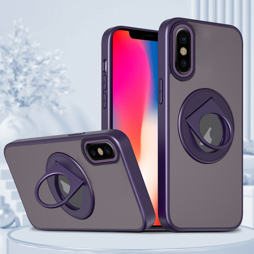 iPhone XS / X Rotating Ring Magnetic Holder Phone Case - Purple