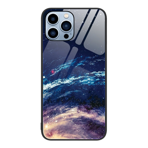 iPhone 15 Pro Max Colorful Painted Glass Phone Case - Starry Sky