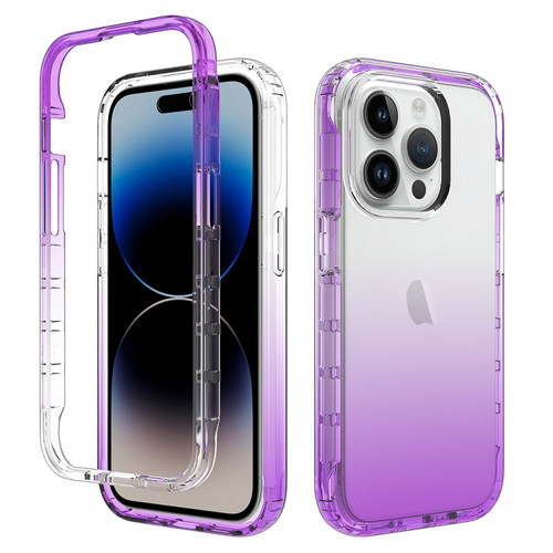 iPhone 15 Pro Shockproof Clear Gradient PC + TPU Phone Case - Purple