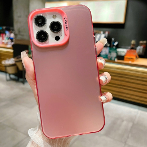 iPhone 15 Pro IMD Colorful Gradient Acrylic Phone Case - Pink