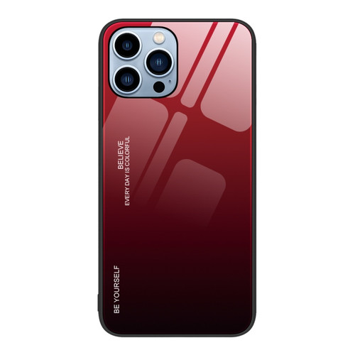 iPhone 15 Pro Gradient Color Glass Phone Case - Red Black