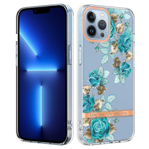iPhone 13 Pro Max Flowers and Plants Series IMD TPU Phone Case  - Blue Rose