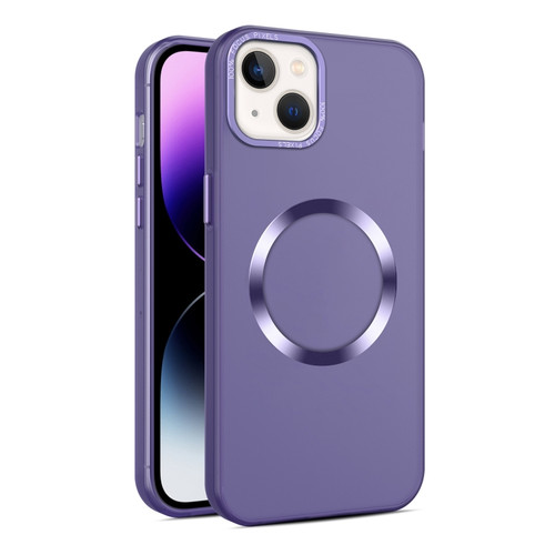 iPhone 15 CD Texture MagSafe Frosted Translucent Phone Case - Dark Purple