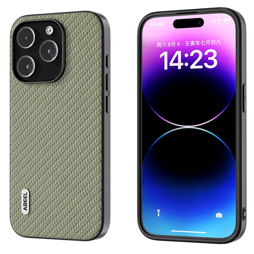 iPhone 15 ABEEL Carbon Fiber Texture Protective Phone Case - Green