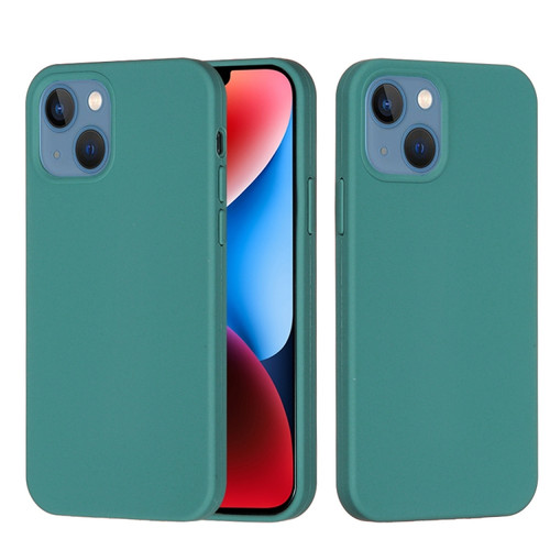 iPhone 15 Solid Color Silicone Phone Case - Pine Needle Green