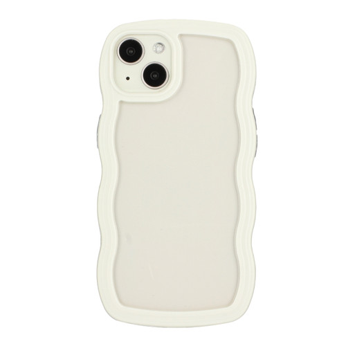 iPhone 15 Candy Color Wave TPU Clear PC Phone Case - White