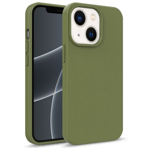 iPhone 15 Starry Series Shockproof Straw Material + TPU Protective Case - Army Green