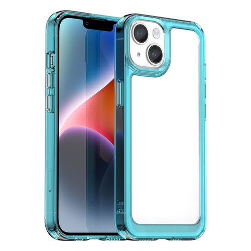 iPhone 15 Colorful Series Acrylic + TPU Phone Case - Transparent Blue