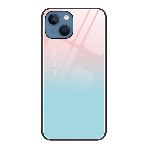 iPhone 15 Colorful Painted Glass Phone Case - Blue Sky