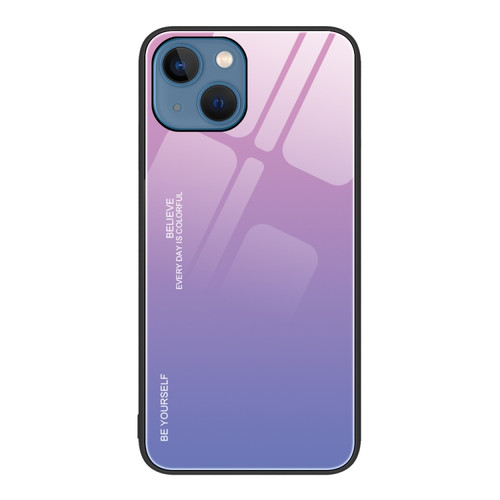 iPhone 15 Gradient Color Glass Phone Case - Pink Purple