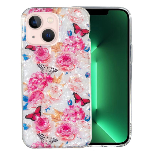 iPhone 15 Plus IMD Shell Pattern TPU Phone Case - Butterfly Flower