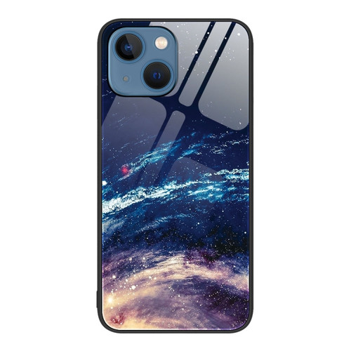 iPhone 15 Plus Colorful Painted Glass Phone Case - Starry Sky
