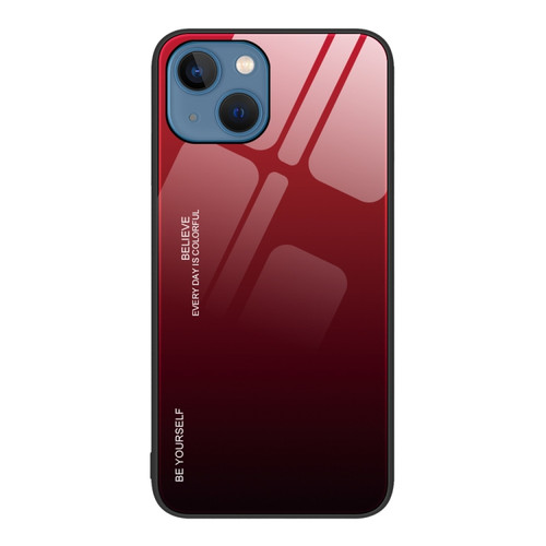 iPhone 15 Plus Gradient Color Glass Phone Case - Red Black