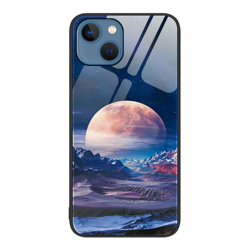 iPhone 15 Plus Colorful Painted Glass Phone Case - Moon Hill