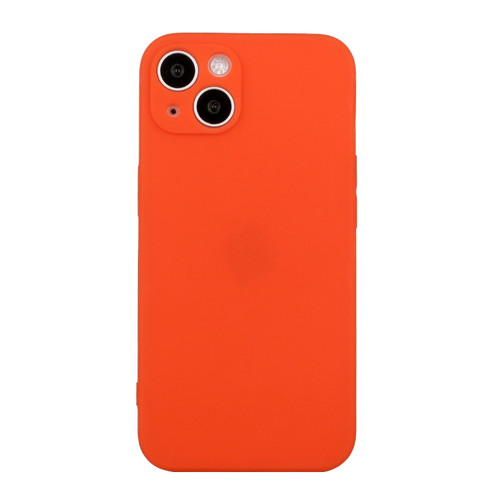 iPhone 15 Plus Straight Edge Solid Color TPU Shockproof Phone Case - Orange