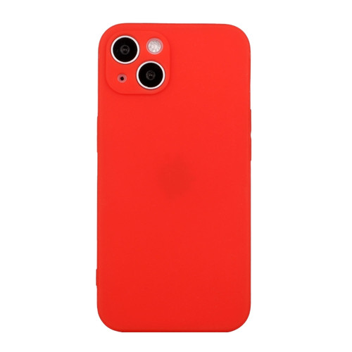 iPhone 15 Plus Straight Edge Solid Color TPU Shockproof Phone Case - Red