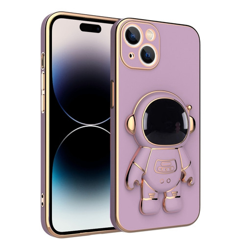 iPhone 14 Pro Max Plating Astronaut Holder Phone Case  - Purple