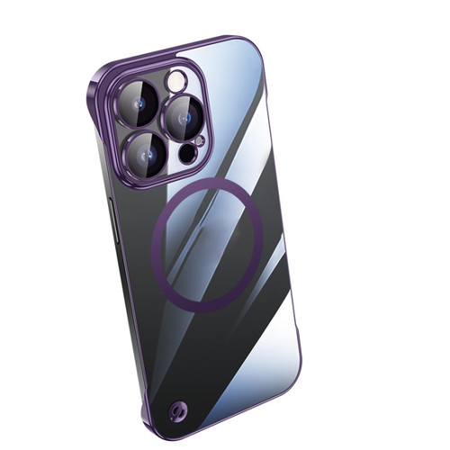 iPhone 14 Pro Max Electroplating Frameless Magsafe Magnetic PC Phone Case - Deep Purple