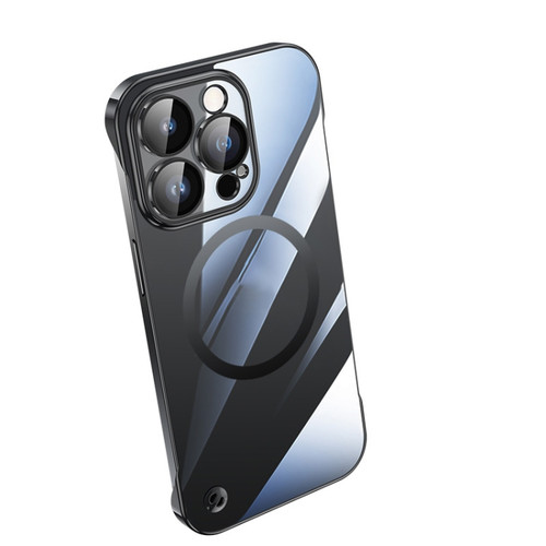 iPhone 14 Pro Max Electroplating Frameless Magsafe Magnetic PC Phone Case - Black