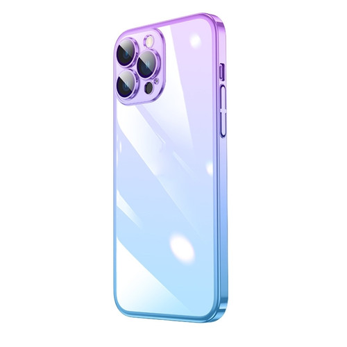 iPhone 14 Pro Max Transparent Electroplated PC Gradient Phone Case  - Blue Purple