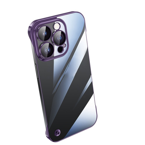 iPhone 14 Pro Max Electroplating Frameless Clear PC Phone Case - Purple