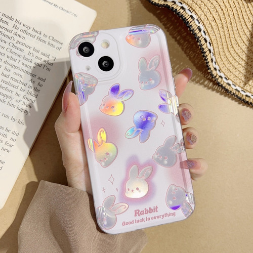 iPhone 14 Pro Max Electroplated Keys Space TPU Phone Case - Laser Multiple Rabbit