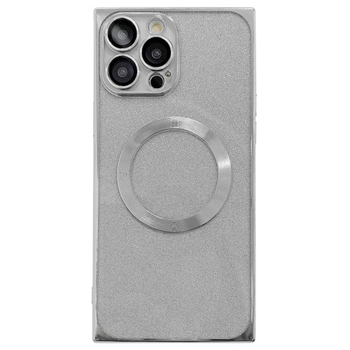 iPhone 14 Pro Max Square Gradient Magsafe Electroplating TPU Phone Case - Silver