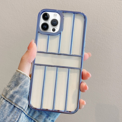 iPhone 14 Pro Max Electroplating Door Frame Transparent TPU Phone Case - Sierra Blue
