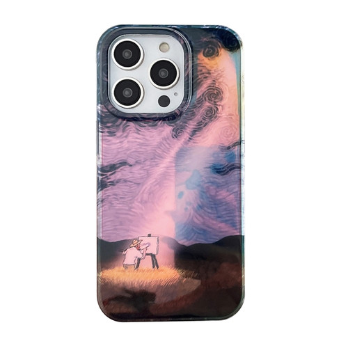 iPhone 14 Pro Max Dual-sided Lamination Oil Painting IMD Phone Case - Under The Sun