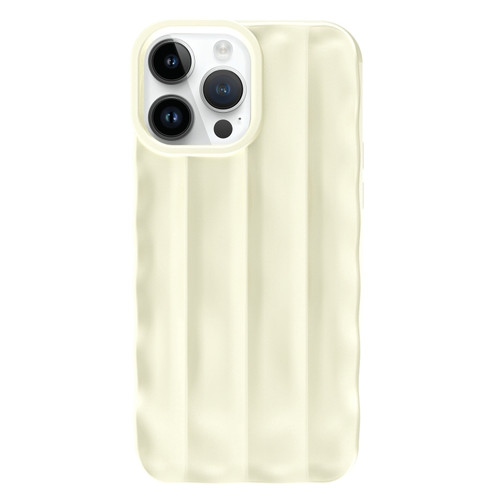 iPhone 14 Pro Max 3D Stripe TPU Phone Case - Beige