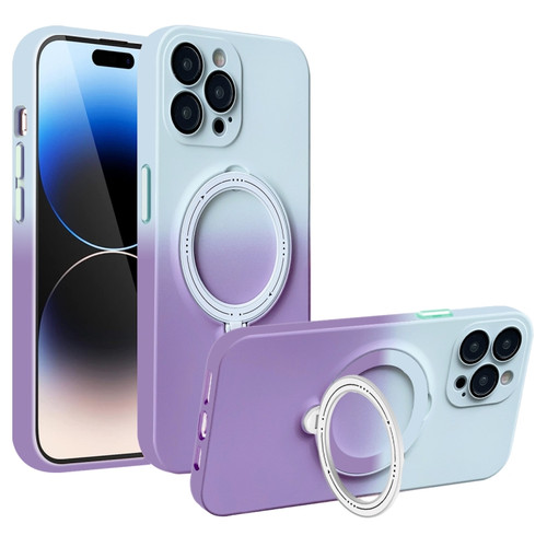 iPhone 14 Pro Max MagSafe Holder Gradient TPU Phone Case - Gray Purple