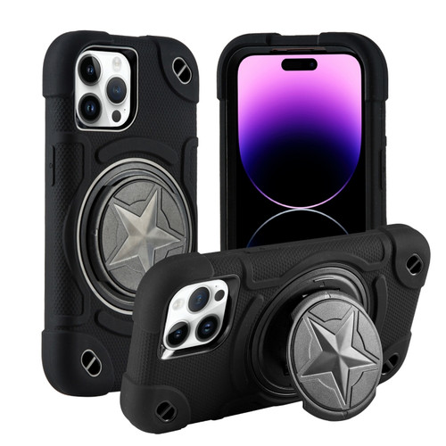 iPhone 14 Pro Max Shield PC Hybrid Silicone Phone Case - Black