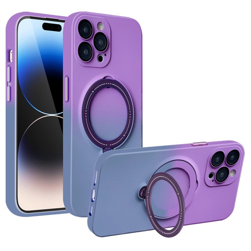 iPhone 14 Pro Max MagSafe Holder Gradient TPU Phone Case - Deep Purple Gray