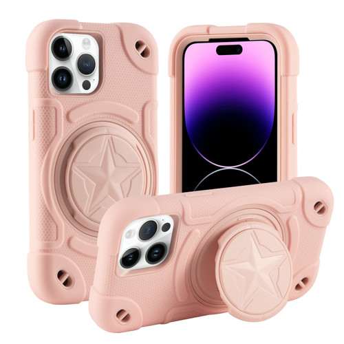 iPhone 14 Pro Max Shield PC Hybrid Silicone Phone Case - Rose Pink