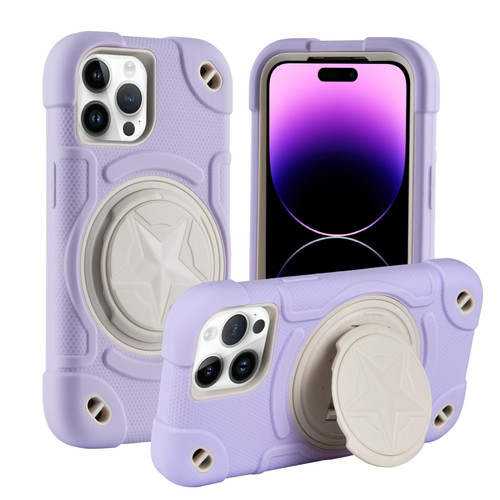 iPhone 14 Pro Max Shield PC Hybrid Silicone Phone Case - Rero Purple+White