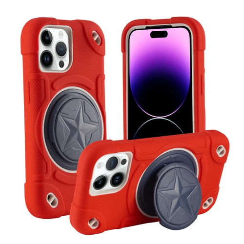 iPhone 14 Pro Max Shield PC Hybrid Silicone Phone Case - Red
