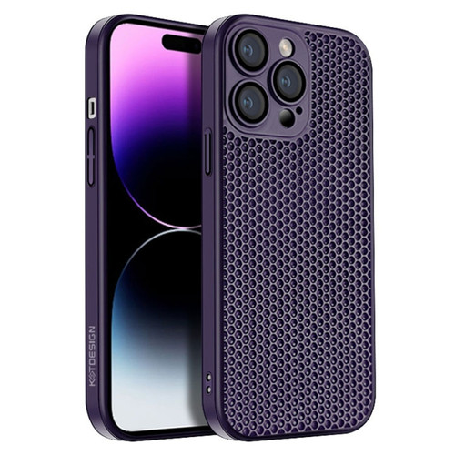 iPhone 14 Pro Max Honeycomb Radiating PC Phone Case - Purple