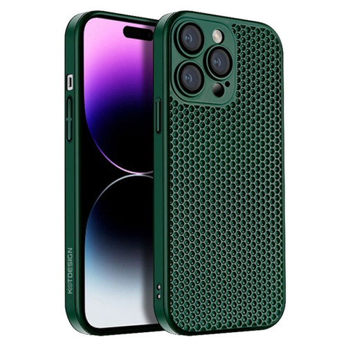 iPhone 14 Pro Max Honeycomb Radiating PC Phone Case - Green