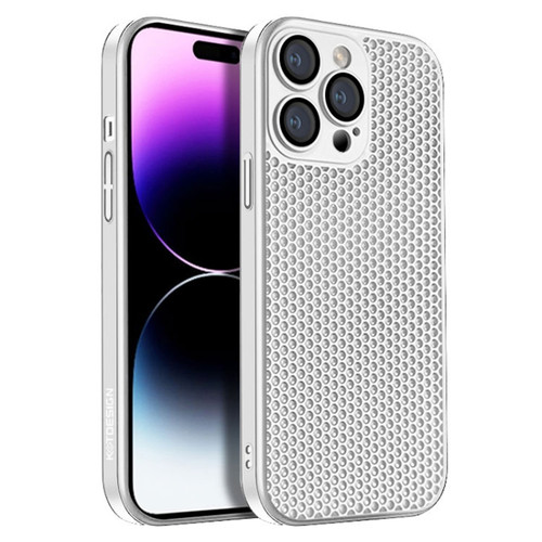 iPhone 14 Pro Max Honeycomb Radiating PC Phone Case - White