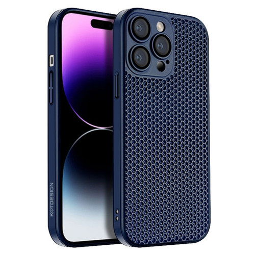 iPhone 14 Pro Max Honeycomb Radiating PC Phone Case - Blue