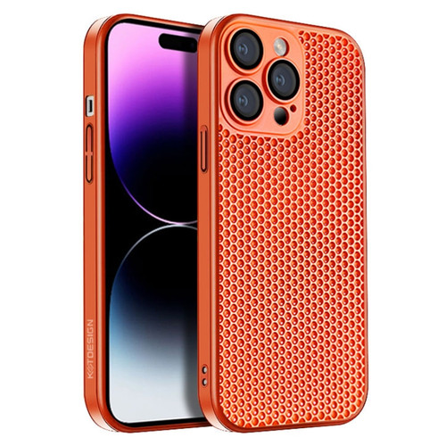 iPhone 14 Pro Max Honeycomb Radiating PC Phone Case - Orange